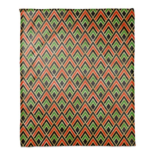 Kwanzaa Triangles Pattern Coral Fleece Blanket